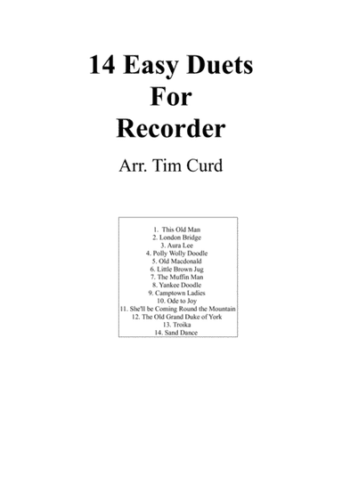 14 Easy Duets For Recorder (arr. Curd)