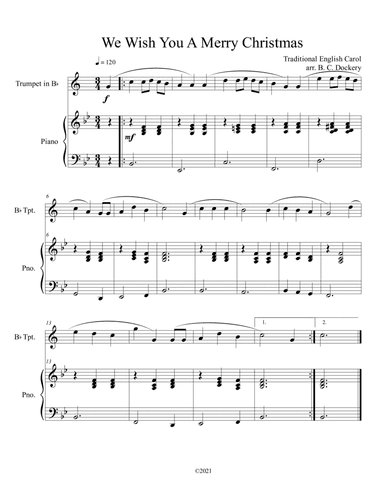 We Wish You A Merry Christmas (Trumpet Solo with Piano Accompaniment) (arr. B. C. Dockery)