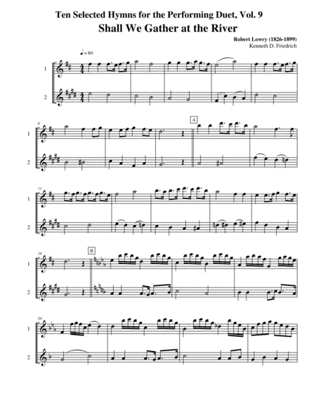 Ten Selected Hymns for the Performing Duet, Vol. 9 - flute and clarinet (bass clarinet) (arr. Kenneth D. Friedrich)