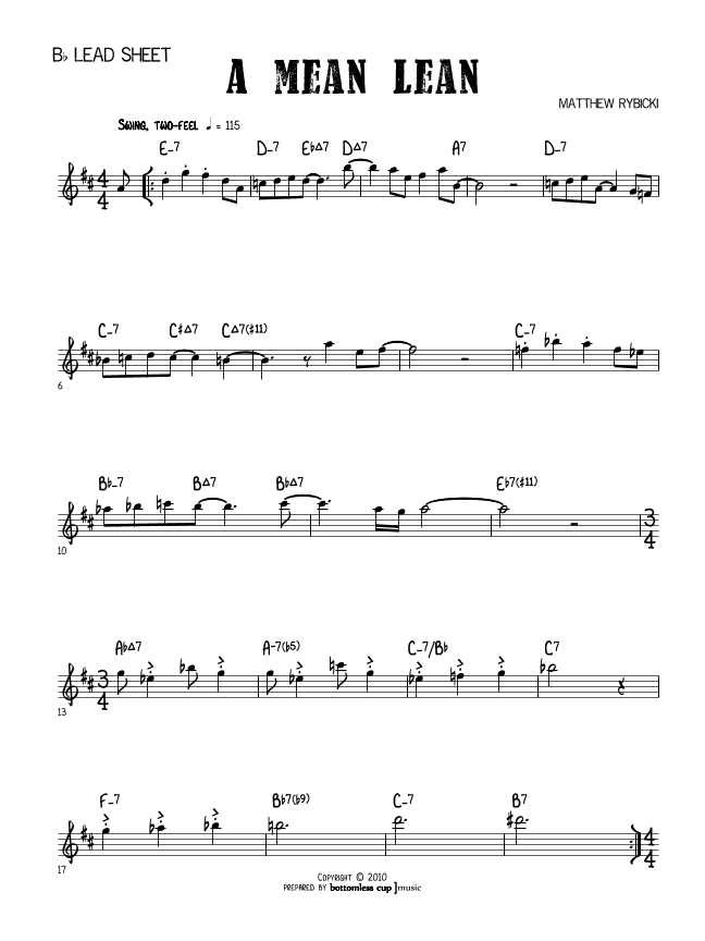 A Mean Lean (Bb Lead Sheet)