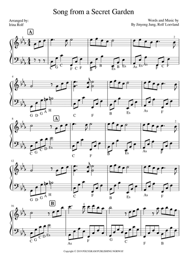 Song From A Secret Garden (korean Version) (arr. Irina Rolf)