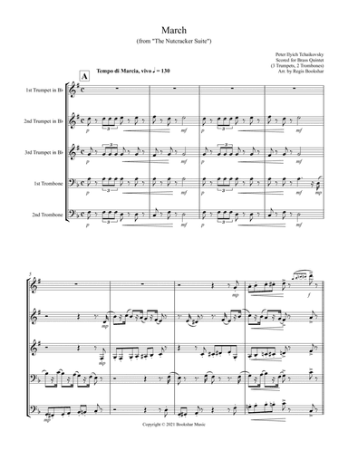 March (from "The Nutcracker Suite") (F) (Brass Quintet - 3 Trp, 2 Trb) (arr. Regis Bookshar)
