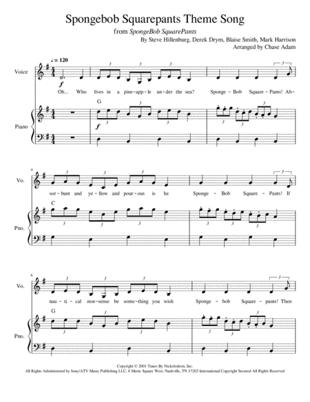 Spongebob Squarepants Theme Song (arr. Chase Adam)