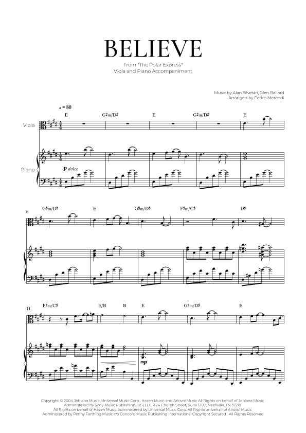 Believe (arr. Pedro Merendi)