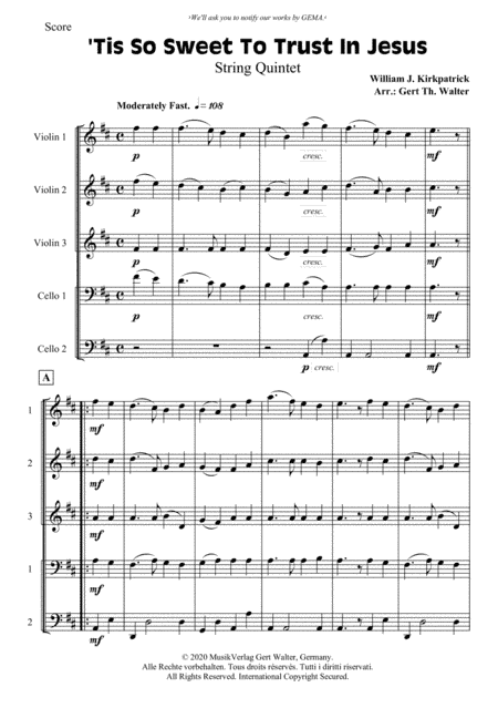 'Tis So Sweet To Trust In Jesus (arr. Gert Th. Walter)