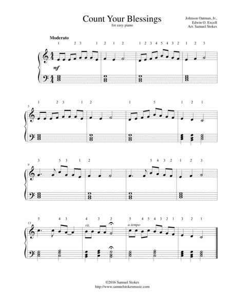 Count Your Blessings - for easy piano (arr. Samuel Stokes)