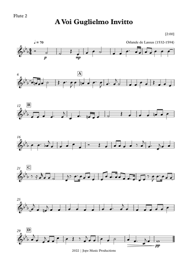 A voi Guglielmo invitto - Orlande de Lassus (arr. Jope)