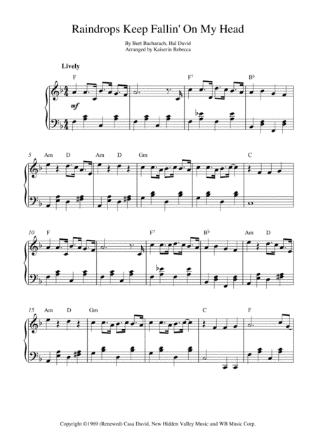 Raindrops Keep Fallin' On My Head (arr. Kaiserin Rebecca)