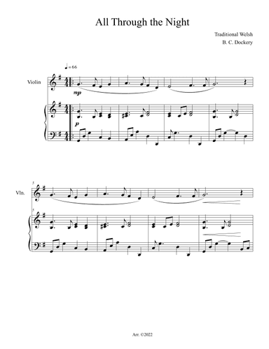 All Through the Night (Violin Solo with Piano Accompaniment) (arr. B. C. Dockery)