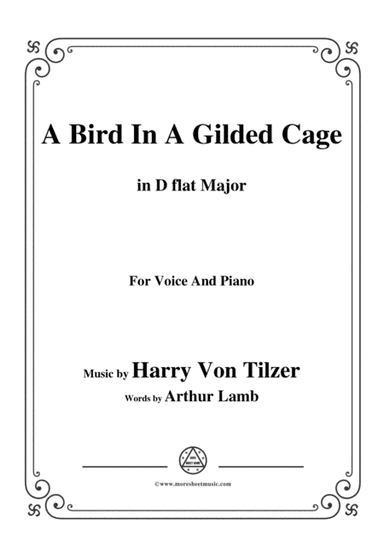 Harry Von Tilzer-Bird In A Gilded Cage,in D flat Major,for Voice&Piano (arr. MSM)