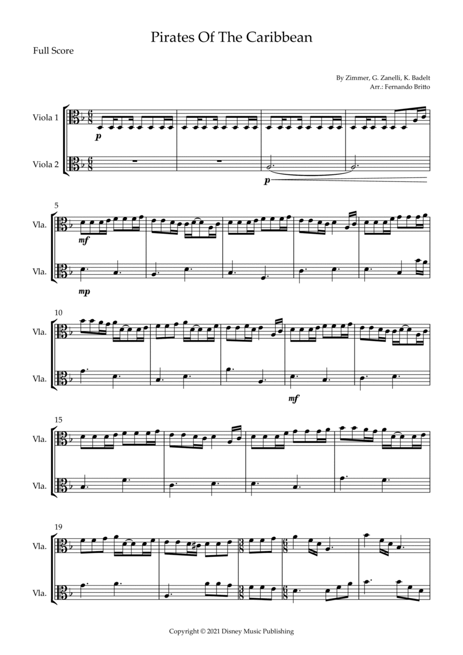 Pirates Of The Caribbean (arr. Fernando Britto)