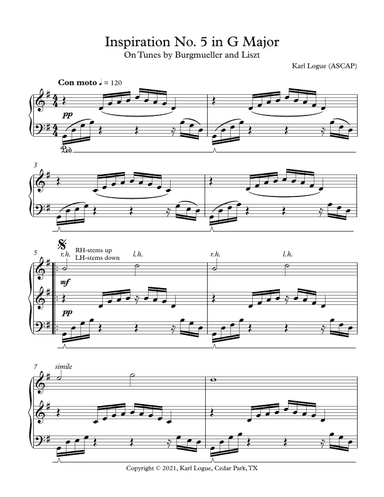 Inspiration No. 5 in G Major on Tunes by Burgmueller and Liszt