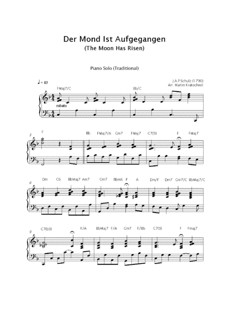 Der Mond Ist Aufgegangen (The Moon Has Risen) (arr. Martin Kratochwil)