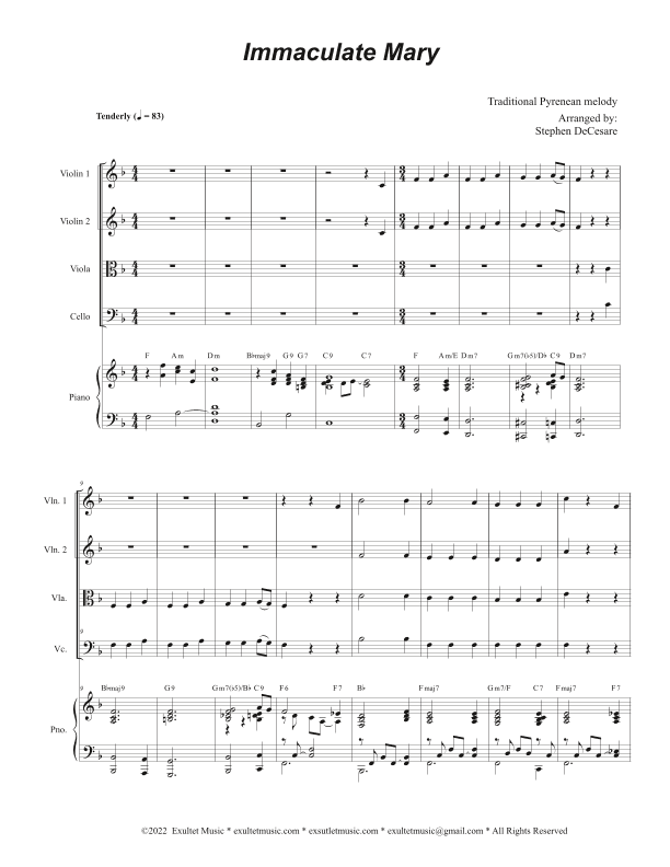 Immaculate Mary (String Quartet and Piano) (arr. Stephen DeCesare)