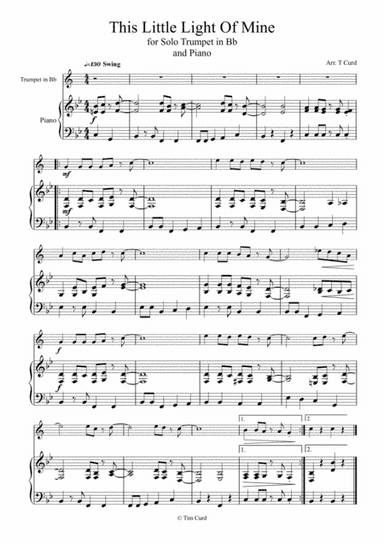 This Little Light of Mine for Trumpet in Bb and Piano (arr. Tim Curd)