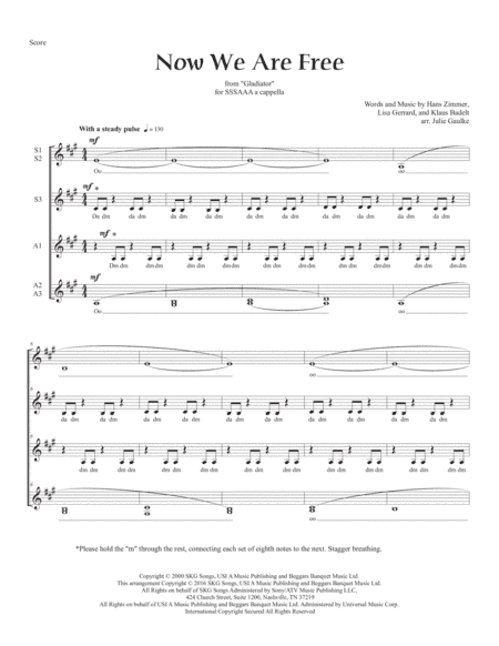 Now We Are Free (arr. Julie Gaulke)