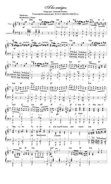 A los amigos. Tango por Armando Pontier (arr. Juan Carlos Cortés A.)