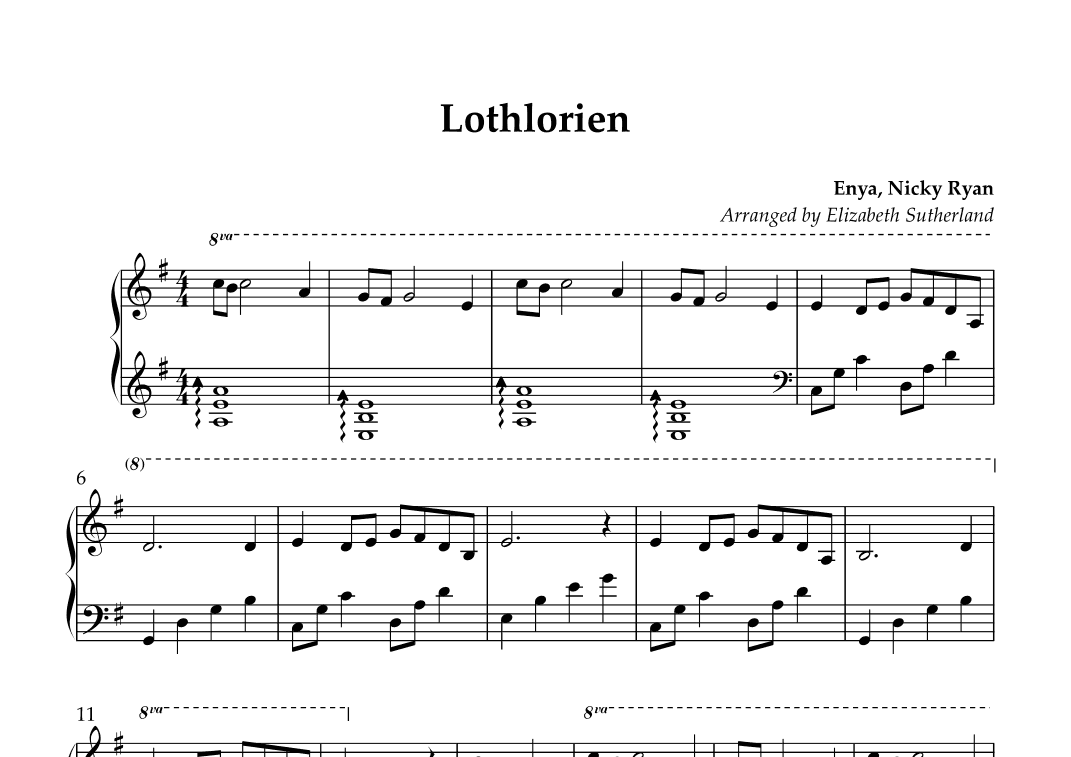 Lothlorien (arr. Elizabeth Sutherland)