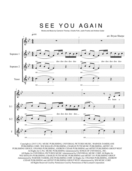See You Again from FURIOUS 7 (arr. Bryan Sharpe)