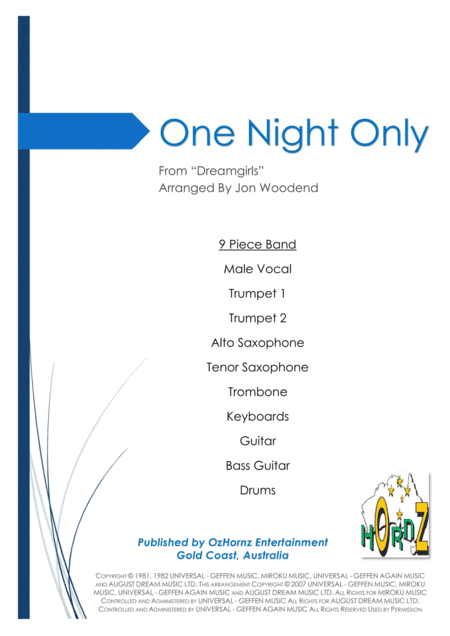 One Night Only (arr. Jon Woodend)