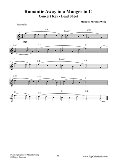Romantic Away in a Manger - Lead Sheet in C Key (arr. Miranda Wong)