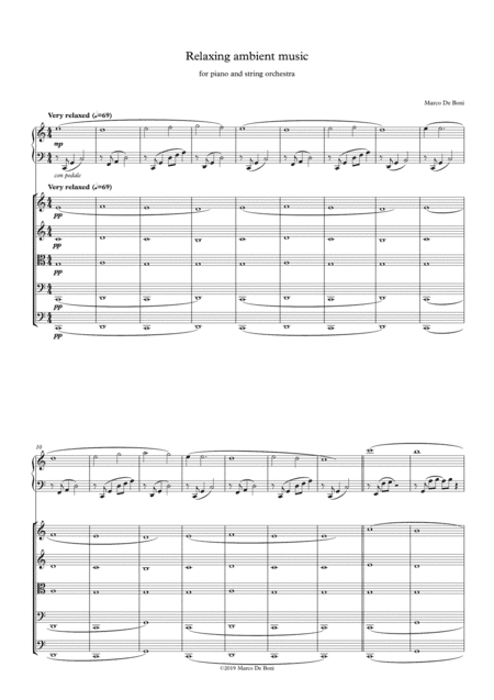 Relaxing Ambient Music (piano and string orchestra with all parts)