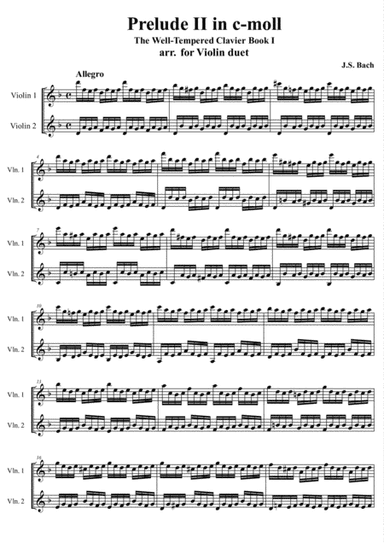 J. S. Bach - Prelude II c-moll from The Well-Tempered Clavier Book I, arr. for Violin Duet (arr. M. Kutsenko)