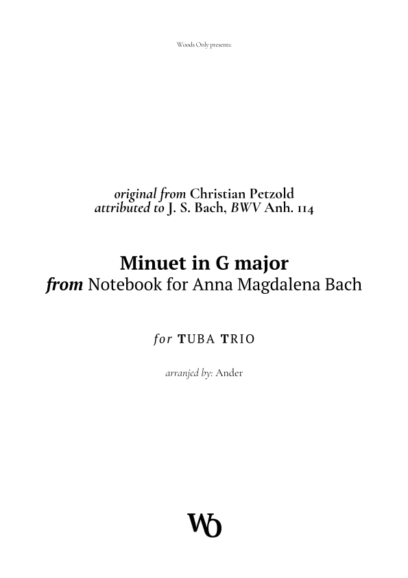 Minuet in G major by Bach for Tuba Trio (arr. Ander)