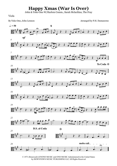 Happy Xmas (war Is Over) (arr. P.H. Damasceno)