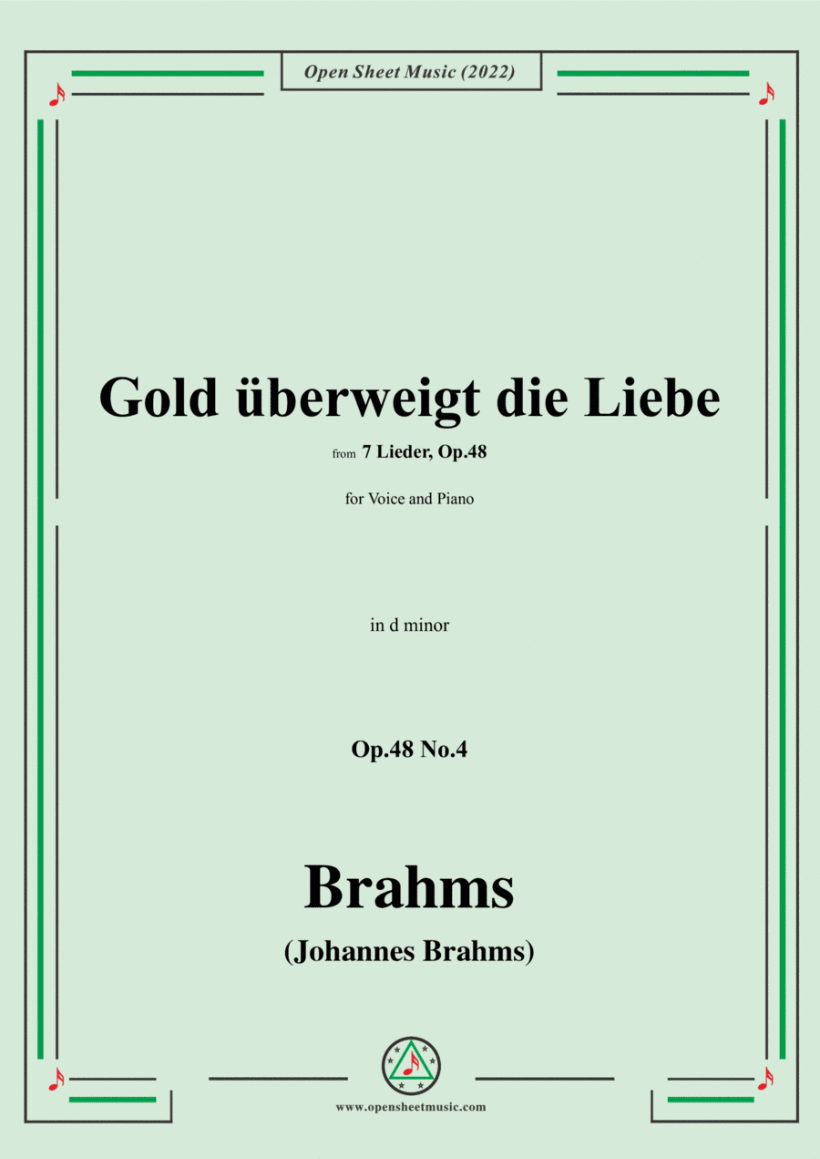 Brahms-Gold uberweigt die Liebe,Op.48 No.4 in d minor (arr. Open Cloud)