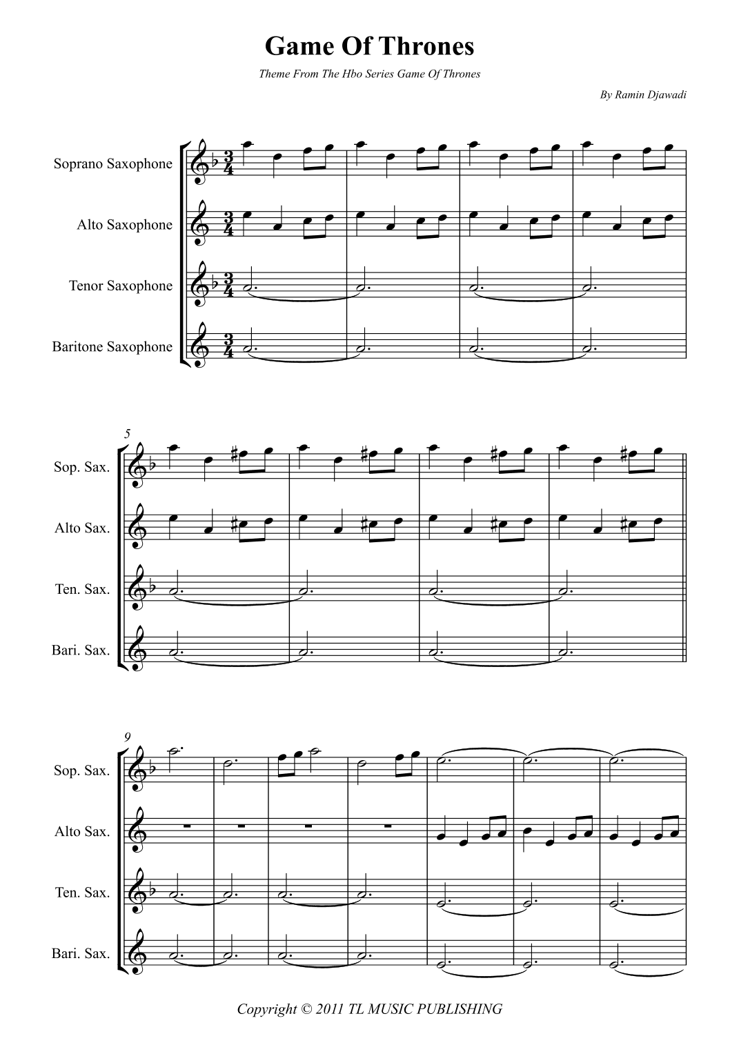 Game Of Thrones (arr. Wesley S. SIlva)