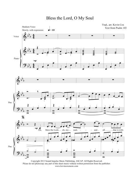 Bless the Lord, O My Soul - Medium Voice