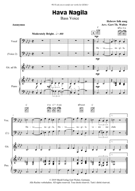 Hava Nagila (arr. Gert Th. Walter)
