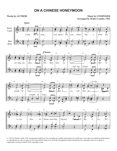 On A Chinese Honeymoon (arr. Walter Latzko)