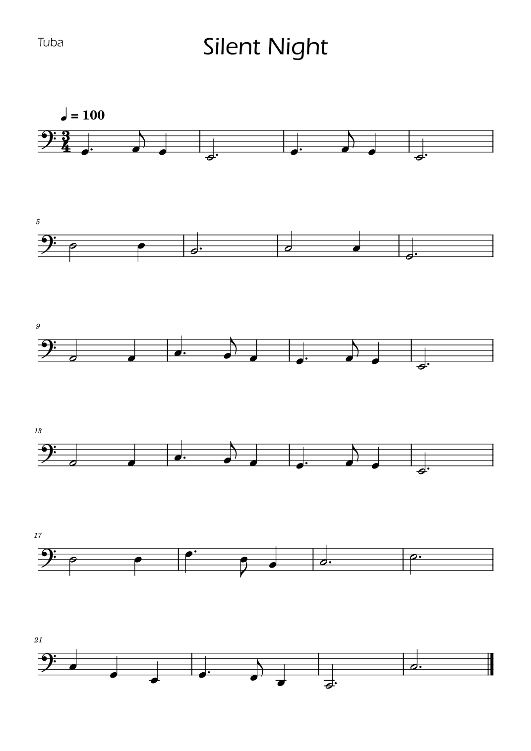 Silent Night - Tuba Solo w/ Piano (arr. Ygor Nunes)