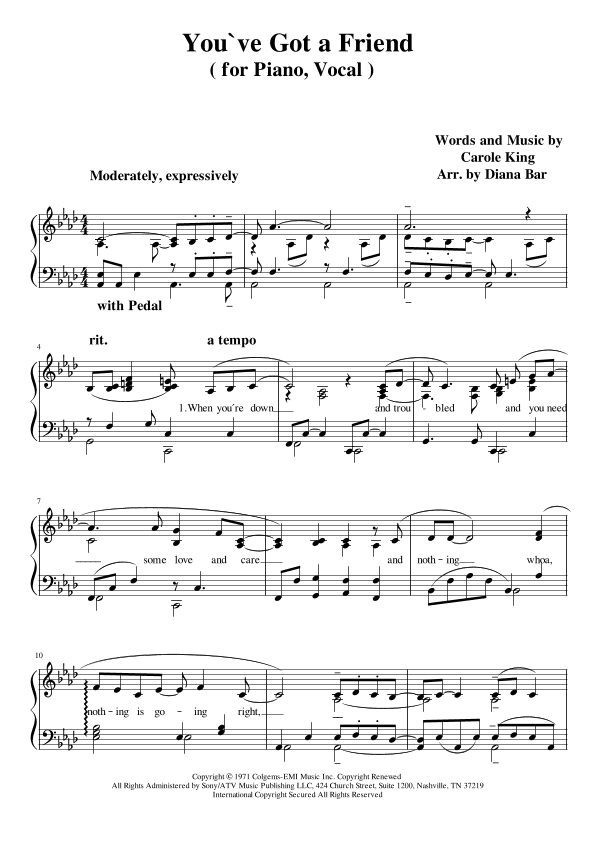 You've Got A Friend (arr. Diana Bar)