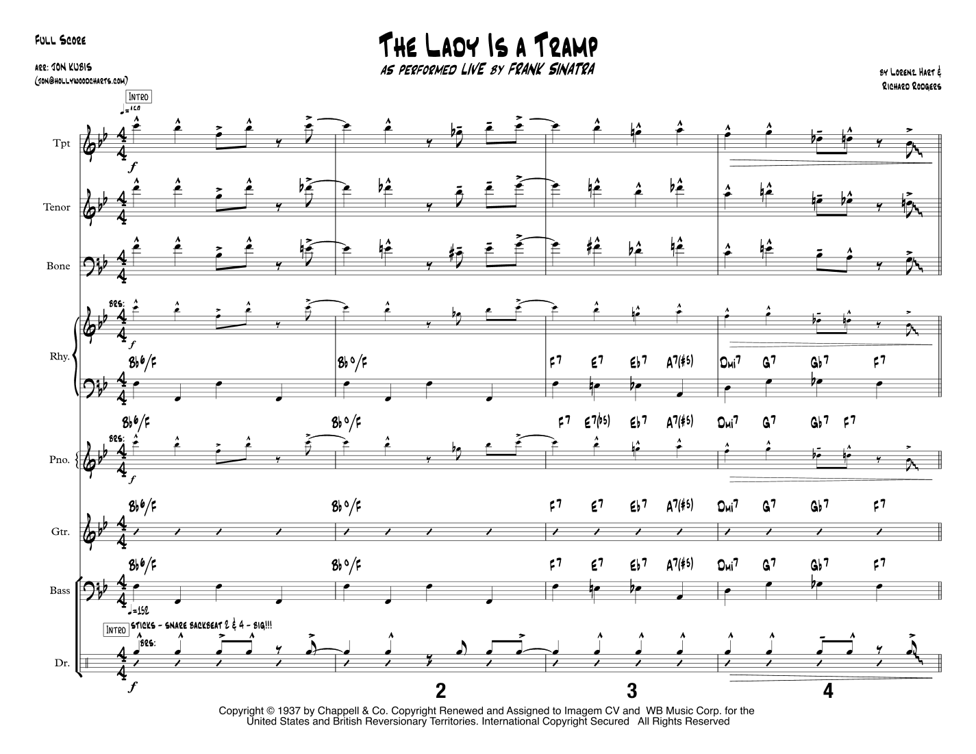 The Lady Is A Tramp (arr. Hollywood Charts)