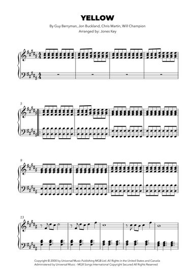Yellow (arr. Jones Key)