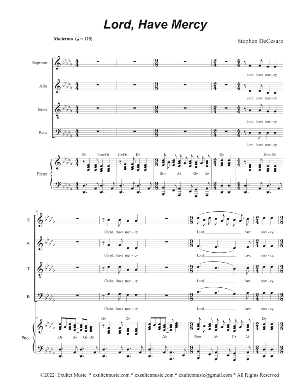 Lord, Have Mercy (Bass solo and SATB) ("Mass of Peace and Justice")