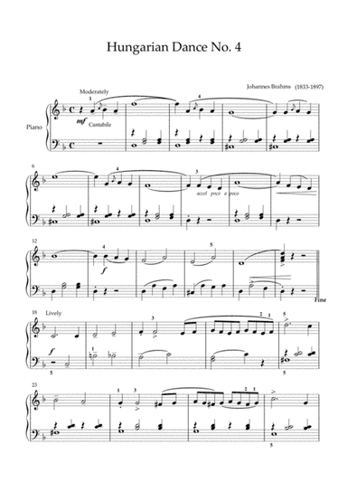 Brahms - Hungarian Dance No. 4(Easy piano arrangement) (arr. MPS)