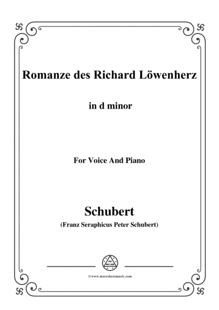 Schubert-Romanze des Richard Löwenherz,Op.86(D.907),in d minor,for Voice&Piano (arr. MSM)