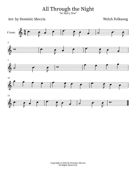 All Through the Night ("Ar Hyd y Nos") (arr. Dominic Meccia)