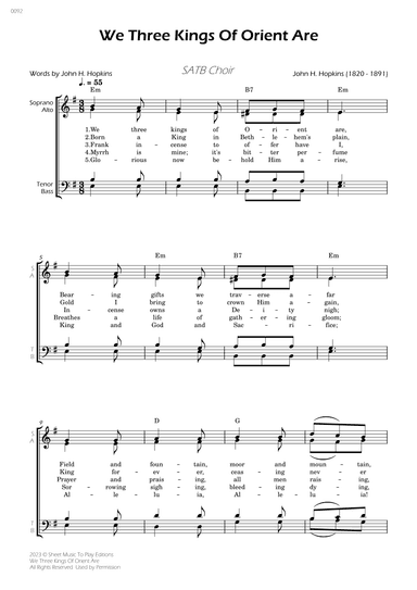 We Three Kings Of Orient Are - SATB Choir - W/Chords (arr. César Madeira)