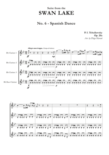 "Spanish Dance" from Swan Lake Suite for Clarinet Quartet (arr. Diego Marani)