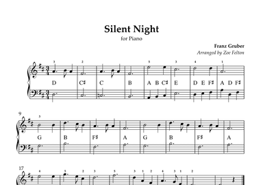 Silent Night for Easy Piano (simple left hand) (arr. Zoe Felton)