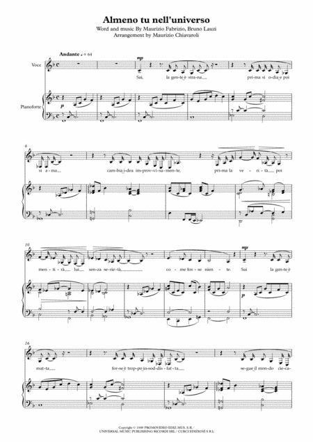 Almeno Tu Nell'universo (arr. Maurizio Chiavaroli)