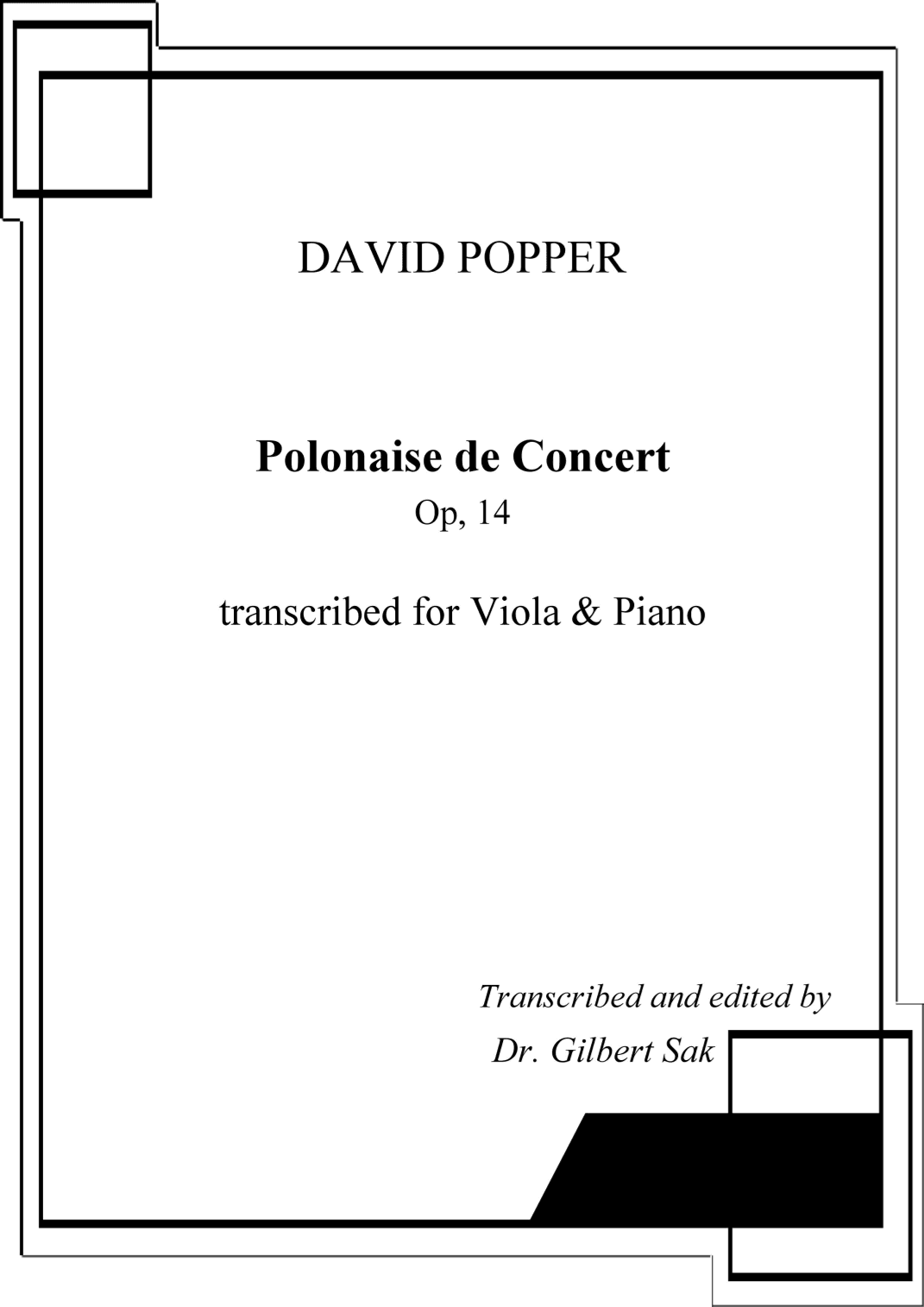 Polonaise de Concert, Op. 14 transcribed for Viola and Piano (arr. Dr. Gilbert Sak)
