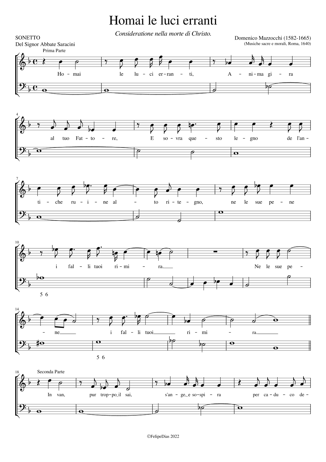 Homai le luci erranti (arr. Early Music Scores)