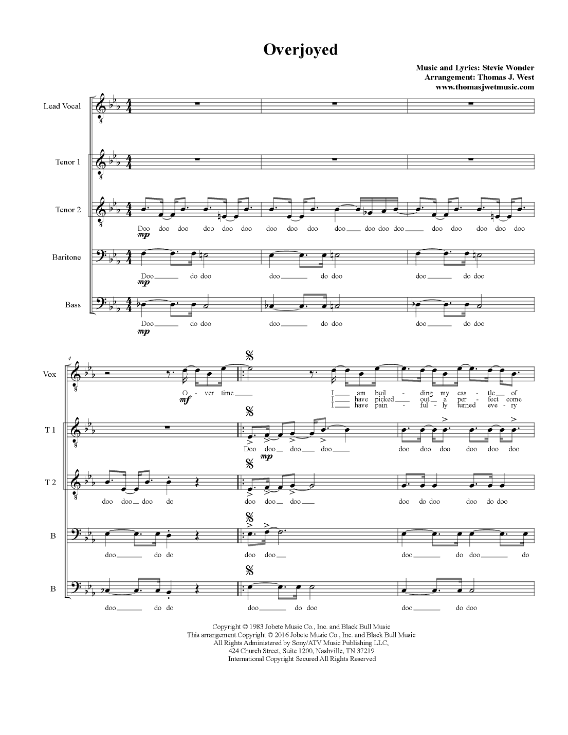 Overjoyed (arr. Thomas J. West)