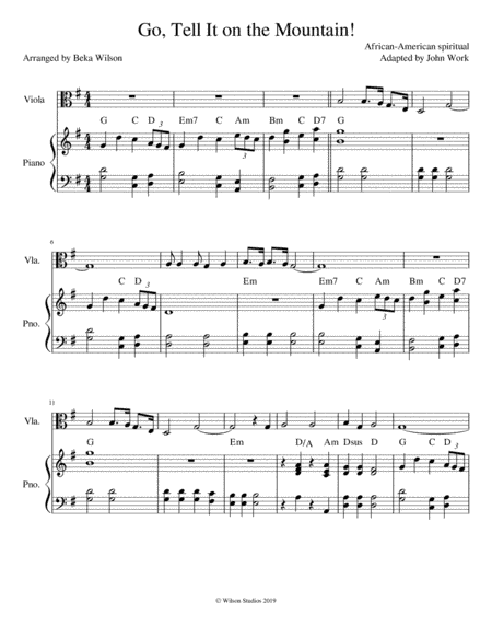 Go Tell It on the Mountain!--viola solo (arr. Beka Wilson)